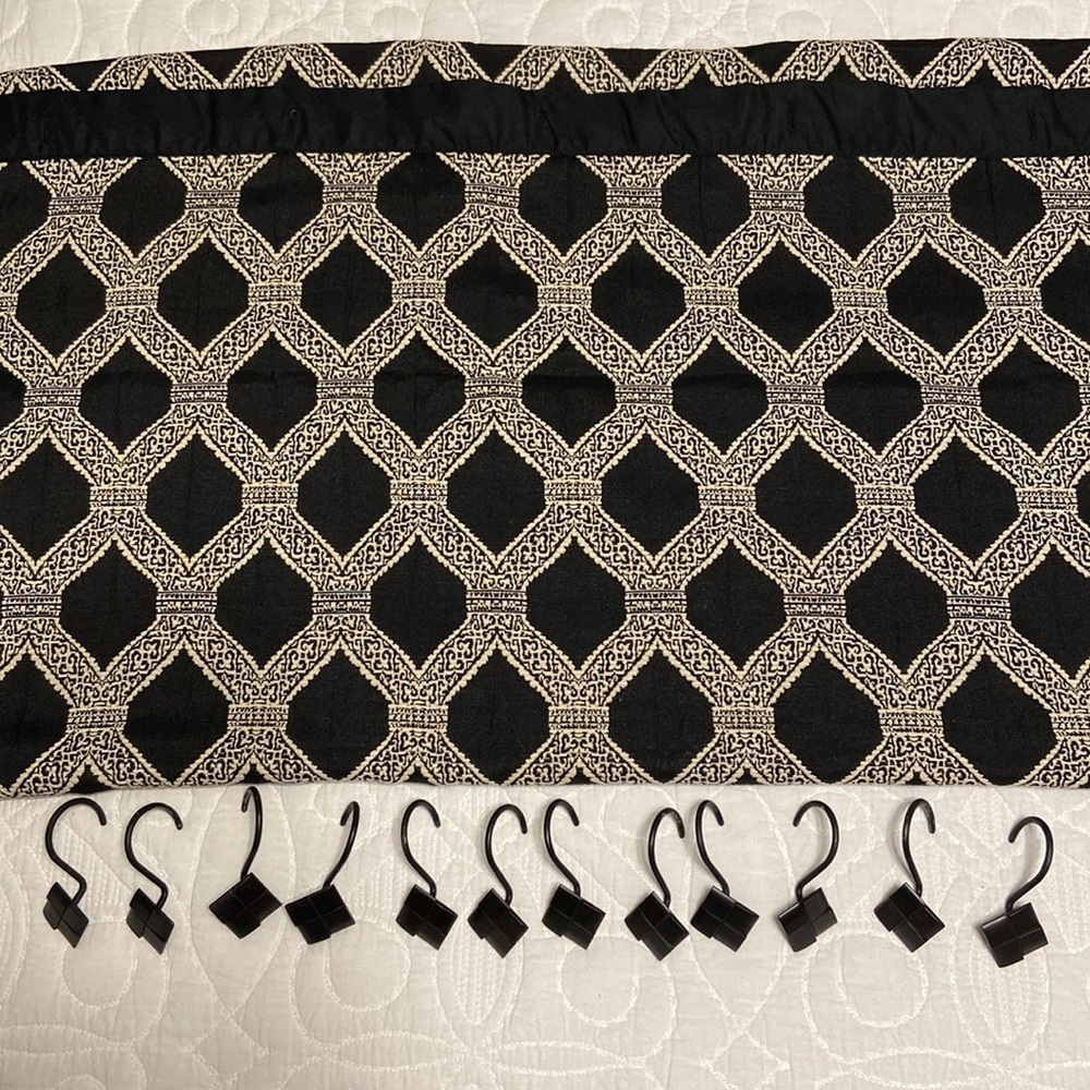 Shower Curtain & 12 black rings